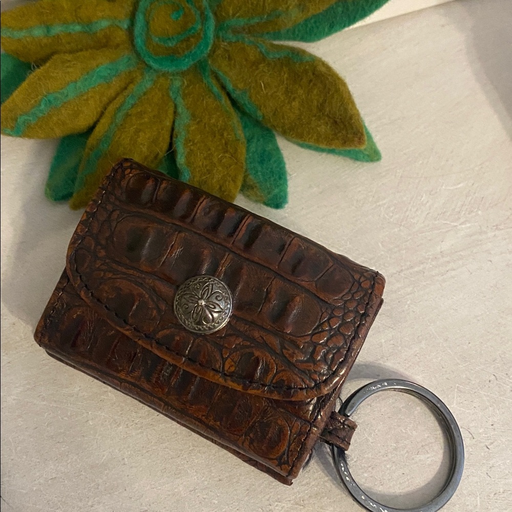 Brighton Dark Brown Croc-Embossed Coin Purse Keychain